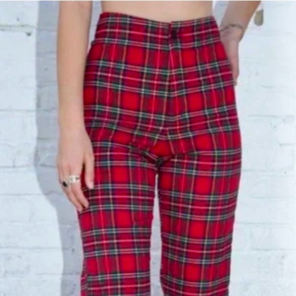 Red Tartan Trousers from Brandy Melville